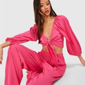 Boohoo Pink Wide Leg Jumpsuit